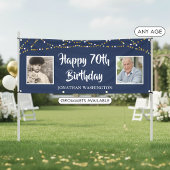 70e verjaardag Slingersliertjes Foto Blauw Spandoek