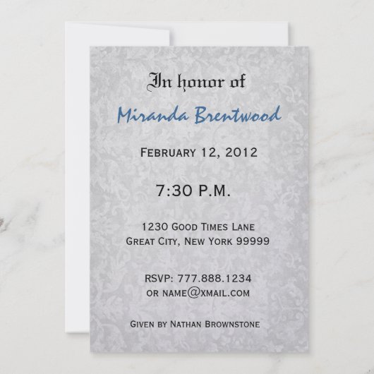 70e verjaardag Soft Blue Roos Metallic Paper Kaart (Achterkant)