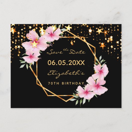 70e verjaardag Sparen de Datum tropische zwarte st Briefkaart (Voorkant)