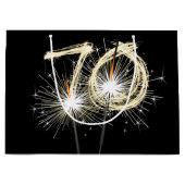 70e verjaardag Sparklers op zwarte grote geschenkz Groot Cadeauzakje (Voorkant)