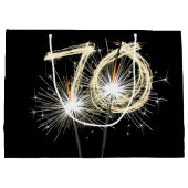 70e verjaardag Sparklers op zwarte grote geschenkz Groot Cadeauzakje (Achterkant)