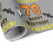 70e verjaardag: Spooky Halloween Thema, aangepaste Cadeaupapier (Rol Hoek)