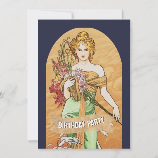 70e verjaardag Spring Goddess Art Vrouwen Bloem Kaart (Achterkant)