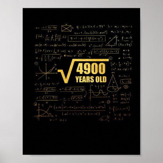 70e verjaardag Square Root van 4.900 70 jaar oude  Poster (Voorkant)