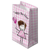 70e verjaardag Staartmeisje met roze ballon Klein Cadeauzakje (Voorkant Gekanteld)