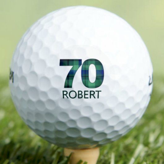 70e verjaardag Stepdad Gift – Blue Plaid Golf Ball Golfballen
