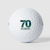 70e verjaardag Stepdad Gift – Blue Plaid Golf Ball Golfballen (Voorkant)