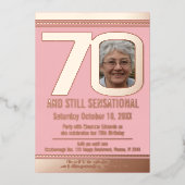 70e verjaardag stoffige roze en roos goud folie uitnodiging (Voorkant)