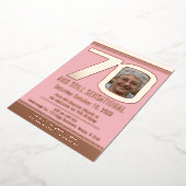 70e verjaardag stoffige roze en roos goud folie uitnodiging (Gedraaid)