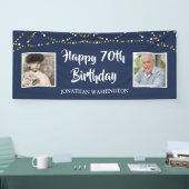 70e verjaardag String Lights Foto Blauw Spandoek (Beurs)