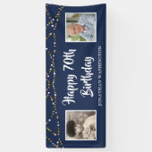 70e verjaardag String Lights Foto Blauw Spandoek (Verticaal)