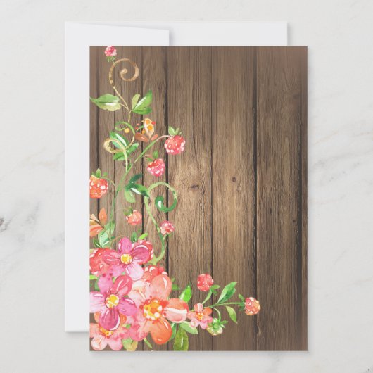 70e verjaardag Surprise Brunch Rustic Floral Wood Kaart (Achterkant)