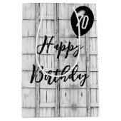 70e verjaardag symmetrisch rustiek houtpatroon medium cadeauzakje (Voorkant)