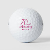 70e verjaardag tante cadeau – Roze 70 en geweldig Golfballen (Voorkant)
