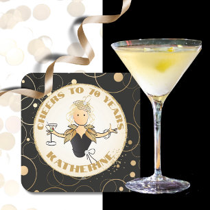 70e verjaardag toast voor haar goud zwart Fabulous Kartonnen Onderzetters