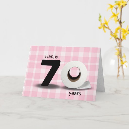 70e verjaardag toiletpapier rol op plaid kaart (Gele Bloem)