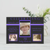70e verjaardag Tri Foto-uitnodigingen van Tri Kaart (Staand voorkant)
