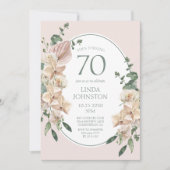 70e Verjaardag Tropische Bloemen Kaart (Voorkant)