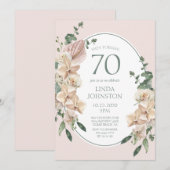 70e Verjaardag Tropische Bloemen Kaart (Voorkant / Achterkant)