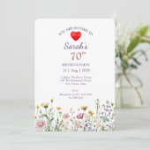 70e Verjaardag Tuin Bloemen Wild Meadow Foto Kaart (Staand voorkant)