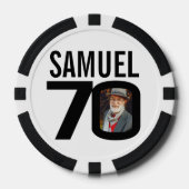 70e verjaardag twee aangepaste foto's zwart-wit poker chips (Voorkant)