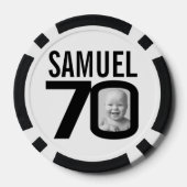 70e verjaardag twee aangepaste foto's zwart-wit poker chips (Achterkant)