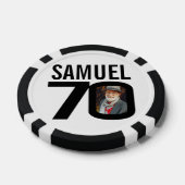 70e verjaardag twee aangepaste foto's zwart-wit poker chips (Enkel)