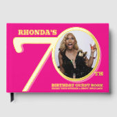 70e verjaardag twee foto's hot roze goud gastenboek (Voorkant)