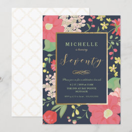 70e verjaardag uitnodigen - Elegante bloem - Custo Kaart