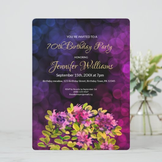 70e verjaardag uitnodiging (Staand voorkant)