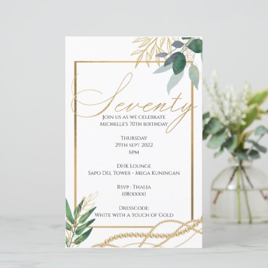 70e verjaardag - Uitnodiging (Staand voorkant)