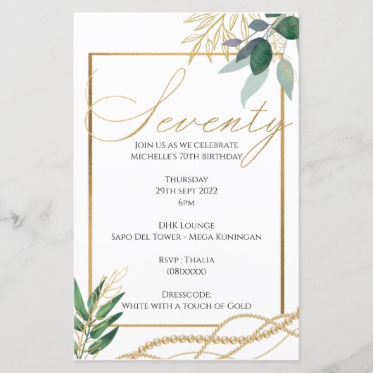 70e verjaardag - Uitnodiging (Voorkant)