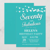 70e verjaardag Uitnodiging Aqua Turquoise Fabulous (Voorkant / Achterkant)