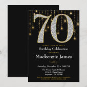 70e verjaardag Uitnodiging Black Gold Diamonds Adu (Voorkant / Achterkant)