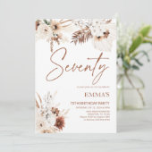 70e verjaardag uitnodiging Boho Pampas (Staand voorkant)