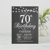 70e verjaardag Uitnodiging Chalkboard String Light (Staand voorkant)