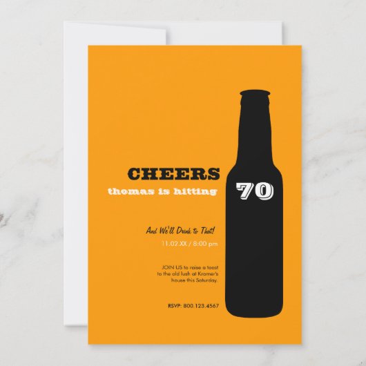 70e verjaardag Uitnodiging - Cheers! (Achterkant)