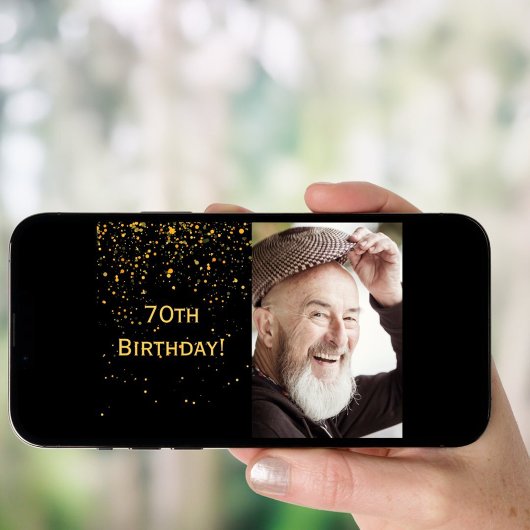 70e verjaardag uitnodiging foto zwart voor jongens