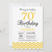 70e verjaardag uitnodiging gele Chevron (Voorkant)