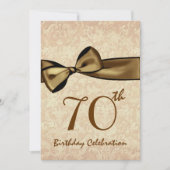 70e verjaardag Uitnodiging GOLD Bow (Voorkant)