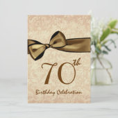 70e verjaardag Uitnodiging GOLD Bow (Staand voorkant)