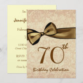 70e verjaardag Uitnodiging GOLD Bow (Voorkant / Achterkant)