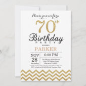70e verjaardag uitnodiging Gold Glitter (Voorkant)