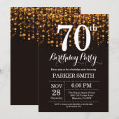70e verjaardag uitnodiging Gold Glitter (Voorkant / Achterkant)