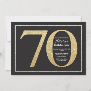 70e verjaardag uitnodiging Gold Glitter Chalkboard