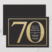 70e verjaardag uitnodiging Gold Glitter schoolbord (Voorkant / Achterkant)