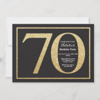 70e verjaardag uitnodiging Gold Glitter schoolbord