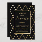 70e verjaardag Uitnodiging - Goud, Elegant, Trendy (Voorkant / Achterkant)