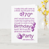 70e verjaardag Uitnodiging, humoristische woordspe Kaart (Gele Bloem)