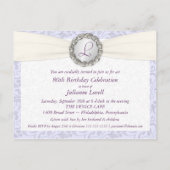 70e verjaardag uitnodiging - Lavendel Damask Sampl (Achterkant)
